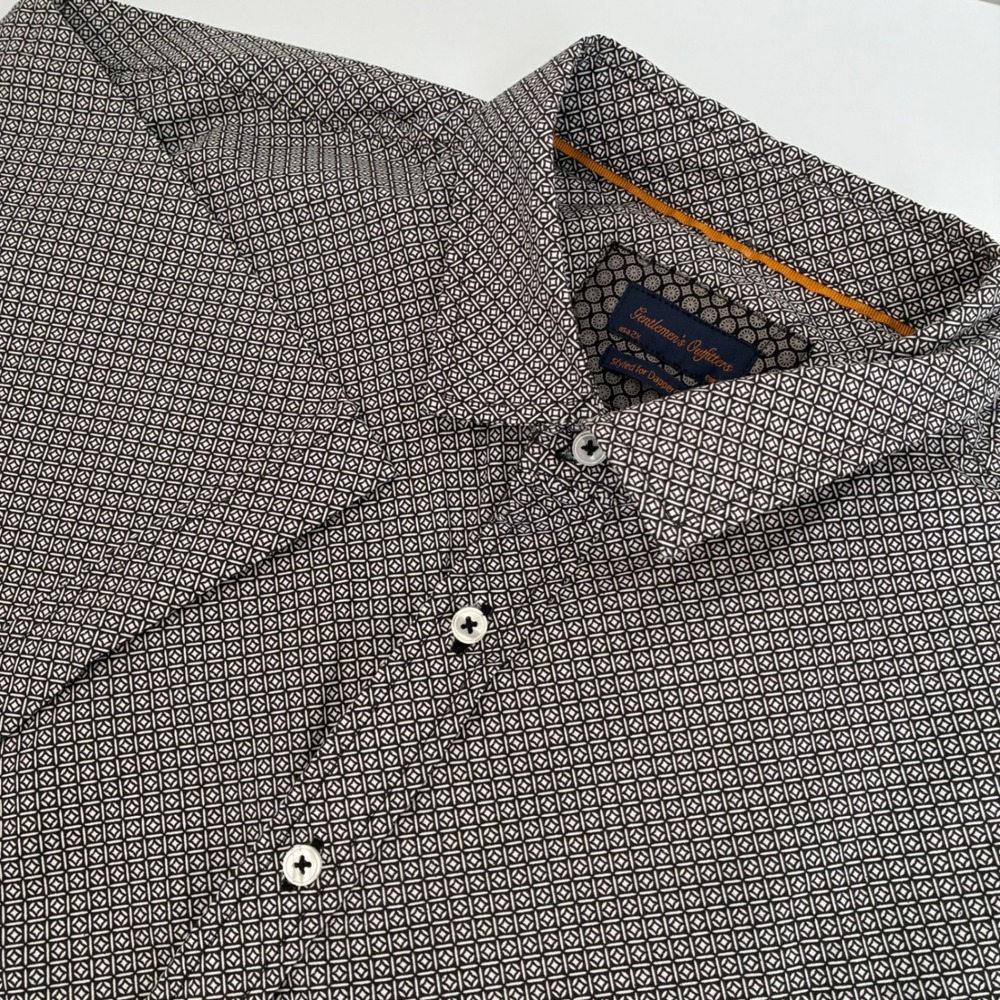 Gentlemens Outfitters Mens 2X Cotton Short Sleeve Geometric Button Down Shirt